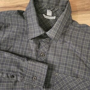 Smartwool Mens Merino Wool Shirt Long-Sleeve Button Up Grey Plaid Size Medium